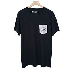 Alpinestars Mens Crew Neck Pocket T-Shirt Black Cotton Back Graphic Size Large